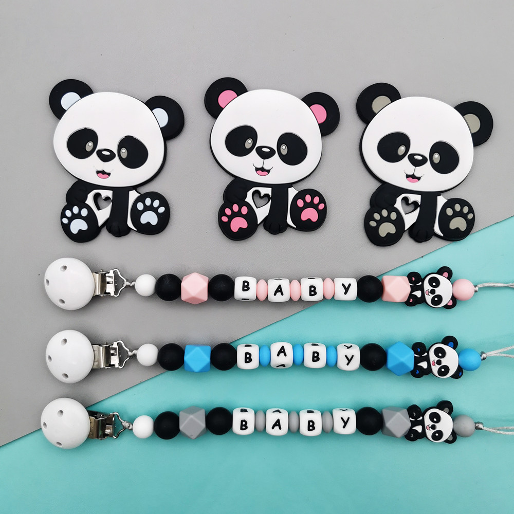 Baby Pacifier Clip - Panda Customized English Silicone Letter Name