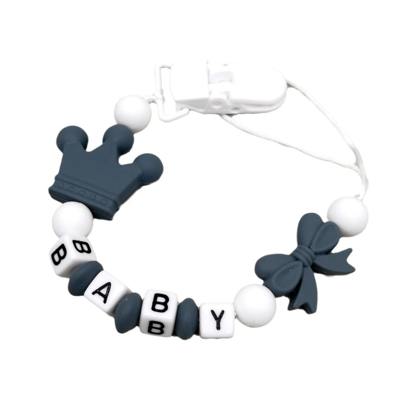 Baby Pacifier Clip - Crown Bow Silicone Pacifier Clip Custom