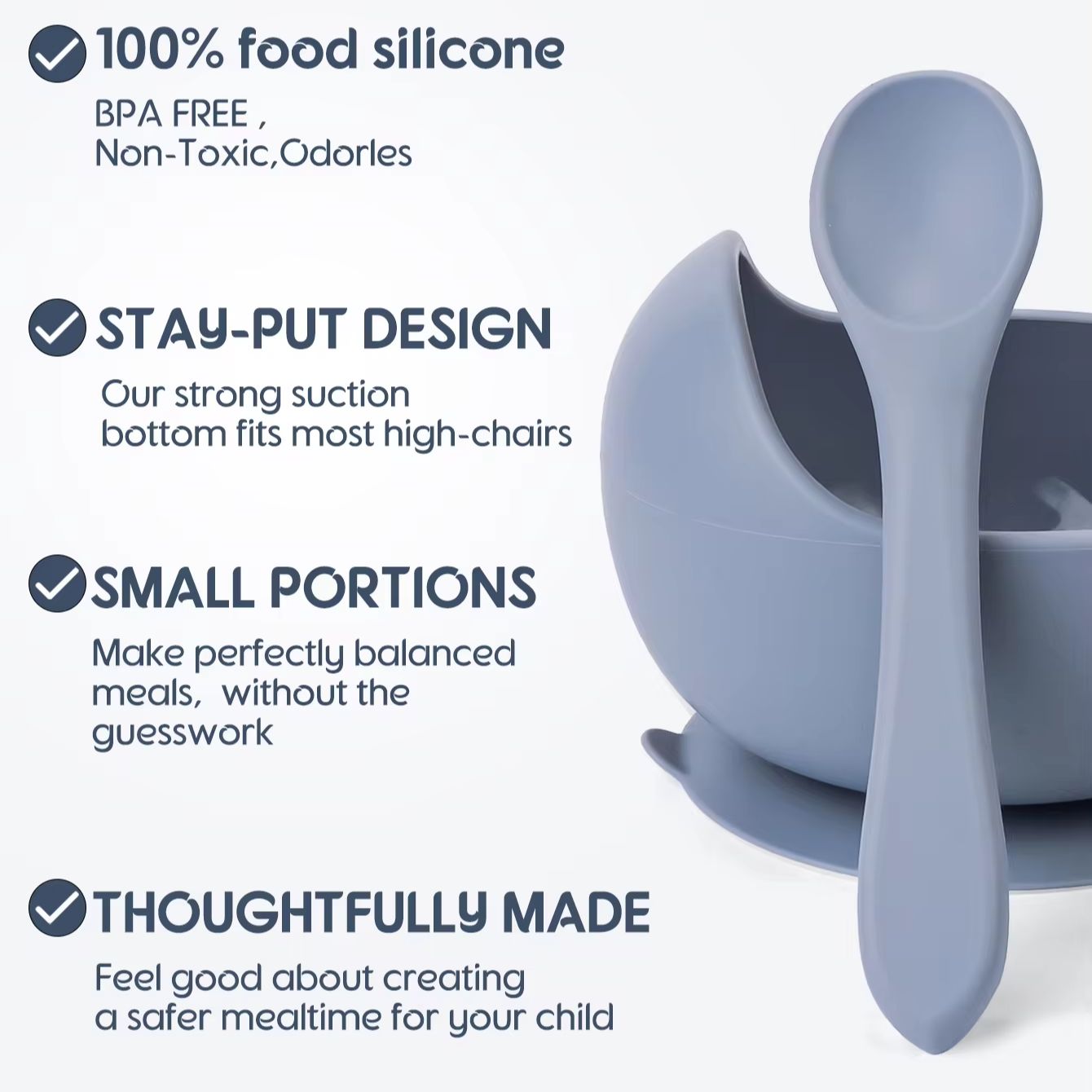 2PC Silicone Sucker Bowl Feedi - Baby Led Weaning Set ulasan dan harga