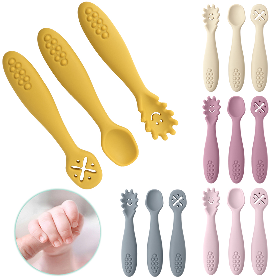 3PCS Silicone Spoon Fork For B - Baby Led Weaning Set ulasan dan harga